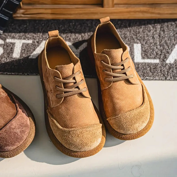 Mens Orthopaedic Leather Shoes with Cushioned Insole and Shock-Absorbing Sole, Handcrafted