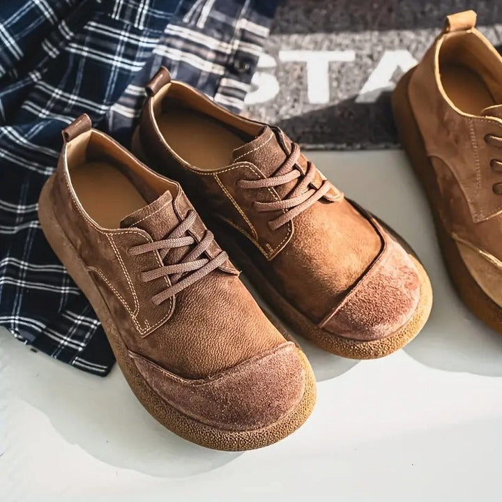Mens Orthopaedic Leather Shoes with Cushioned Insole and Shock-Absorbing Sole, Handcrafted