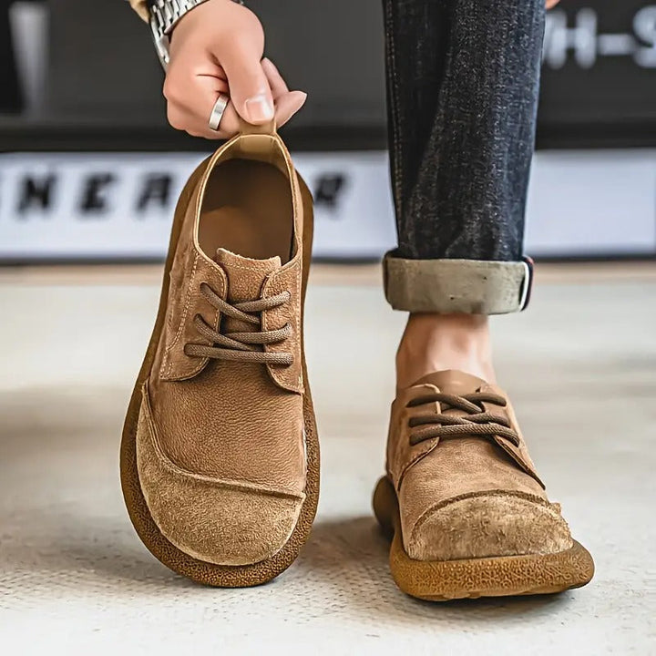 Mens Orthopaedic Leather Shoes with Cushioned Insole and Shock-Absorbing Sole, Handcrafted