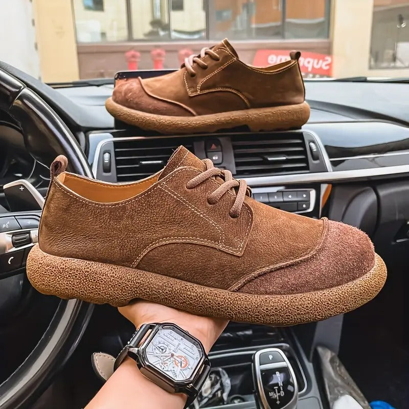 Mens Orthopaedic Leather Shoes with Cushioned Insole and Shock-Absorbing Sole, Handcrafted