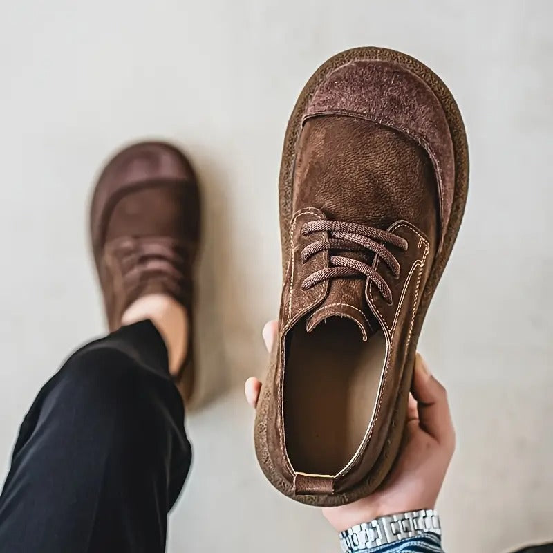 Mens Orthopaedic Leather Shoes with Cushioned Insole and Shock-Absorbing Sole, Handcrafted