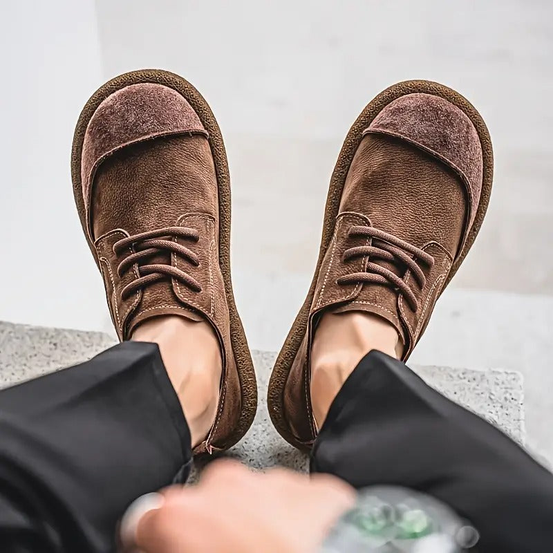Mens Orthopaedic Leather Shoes with Cushioned Insole and Shock-Absorbing Sole, Handcrafted