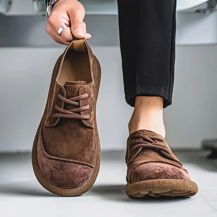 Mens Orthopaedic Leather Shoes with Cushioned Insole and Shock-Absorbing Sole, Handcrafted