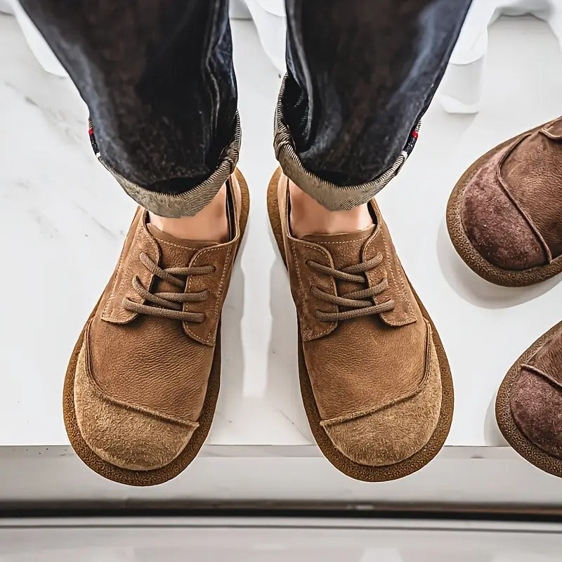 Mens Orthopaedic Leather Shoes with Cushioned Insole and Shock-Absorbing Sole, Handcrafted