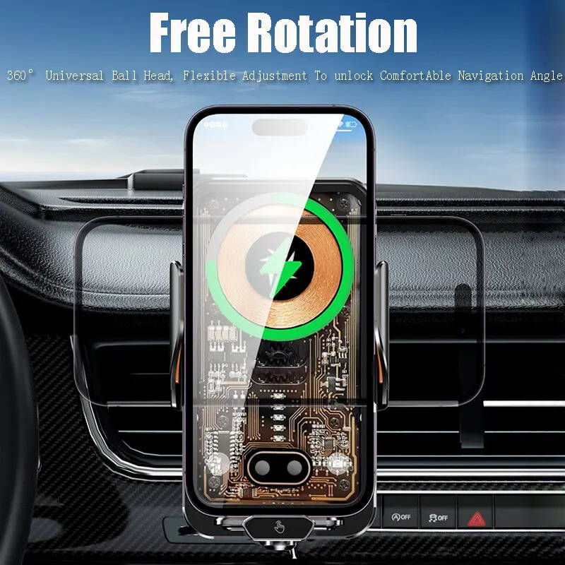 Wireless Car Charger Auto Clamping Phone Mount, Fast Charging, Air Vent, Iphone Samsung Galaxy