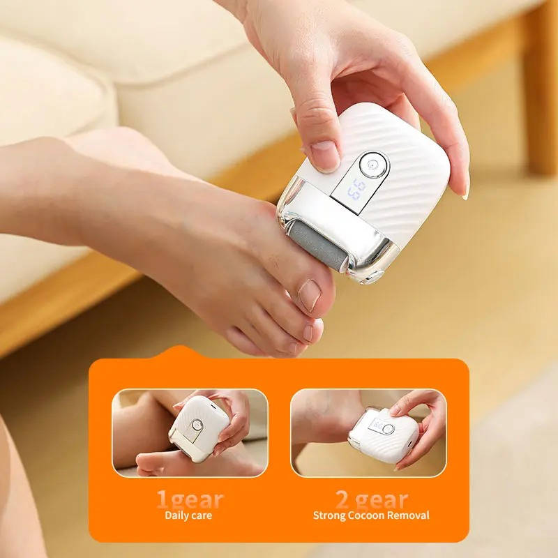 Professional Electric Foot Scrubber and Callus Remover, USB Rechargeable Foot File with 3 Grinding Heads, LED Light and Dual Speed