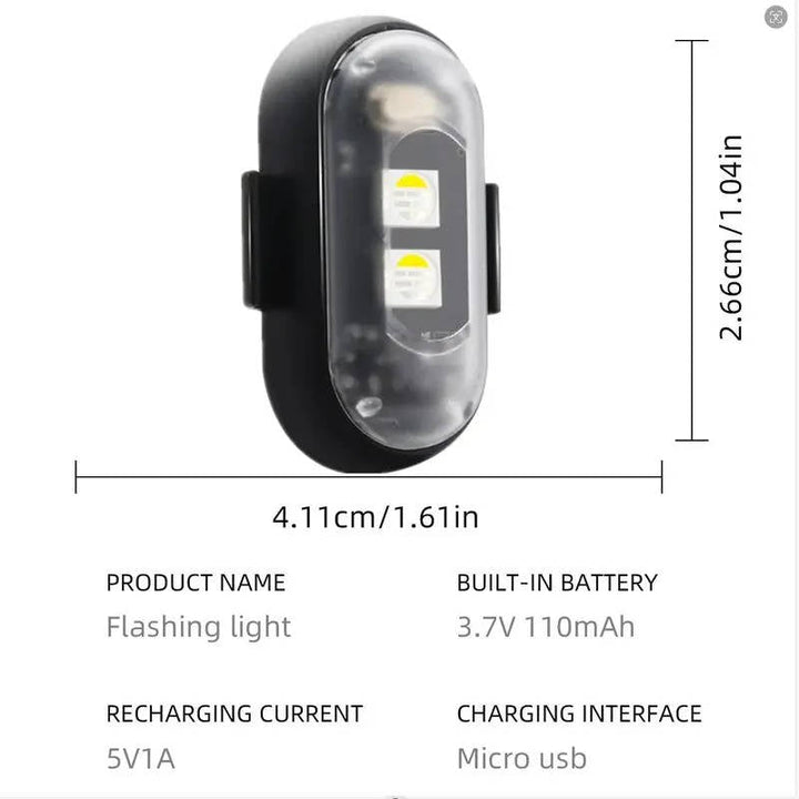 RGB LED Strobe Light Wireless With Remote, Aircraft Style Warning Light for Motorcycle, Car, Bike, Rechargeable, 8 colours, Anti Collision