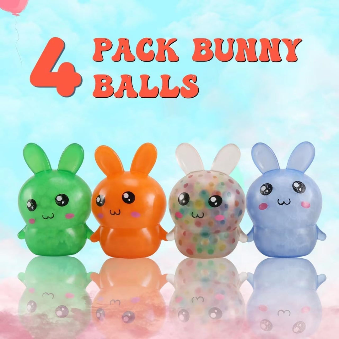 Easter Basket Stuffers, 4 Pack Squishy Easter Bunny Stress Balls for Adults, Easter Gifs