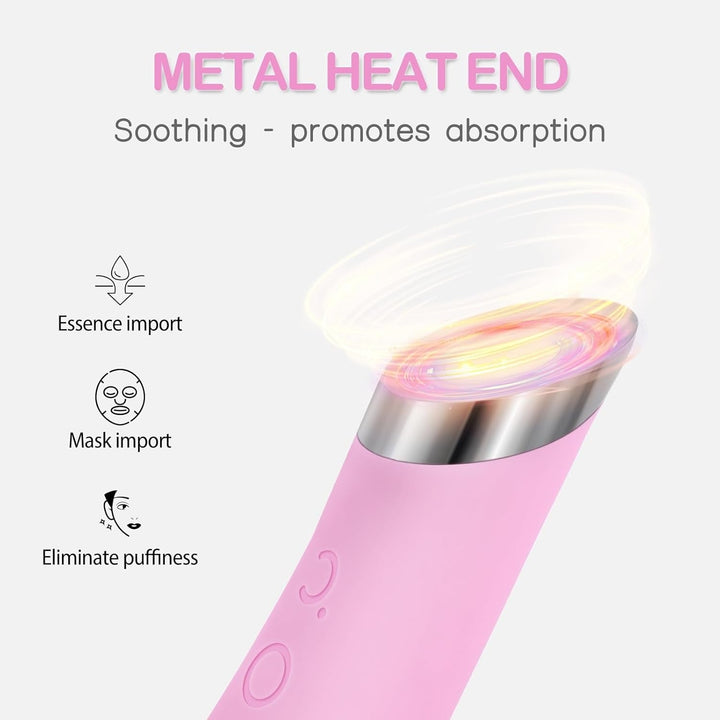 Facial Cleansing Brush, Rechargeable Silicone Face Scrubber with Heat Massage End, Vibrating Exfoliator Scrubber for Deep Cleaning