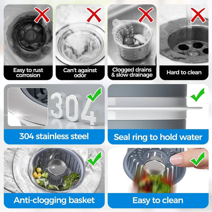 Sink Drain Strainer with Anti Clogging Basket