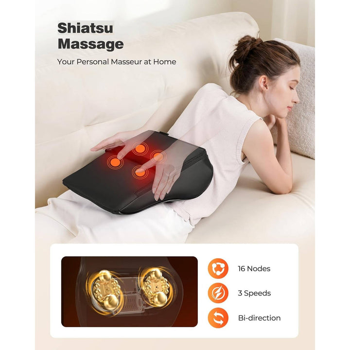 Shiatsu 3D Kneading Neck and Back Massager Pillow with Heat