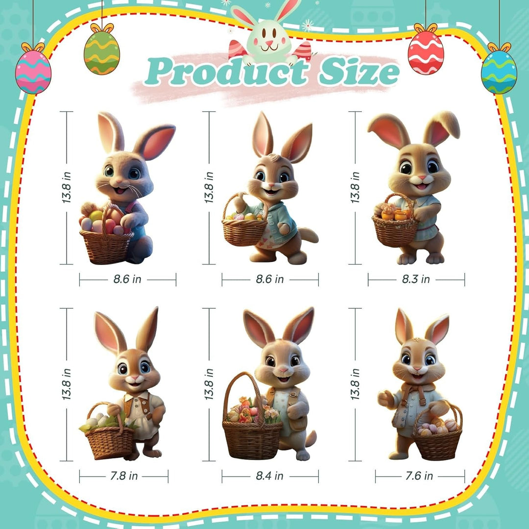 6 PCS Outdoor Easter Bunny Decorations, Bunny Yard Signs with Stakes
