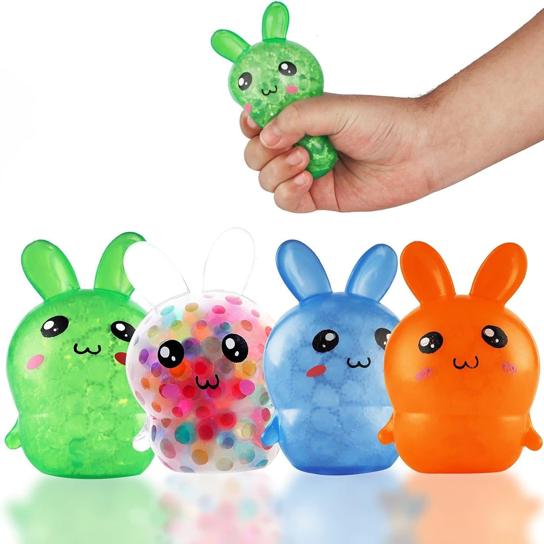 Easter Basket Stuffers, 4 Pack Squishy Easter Bunny Stress Balls for Adults, Easter Gifs