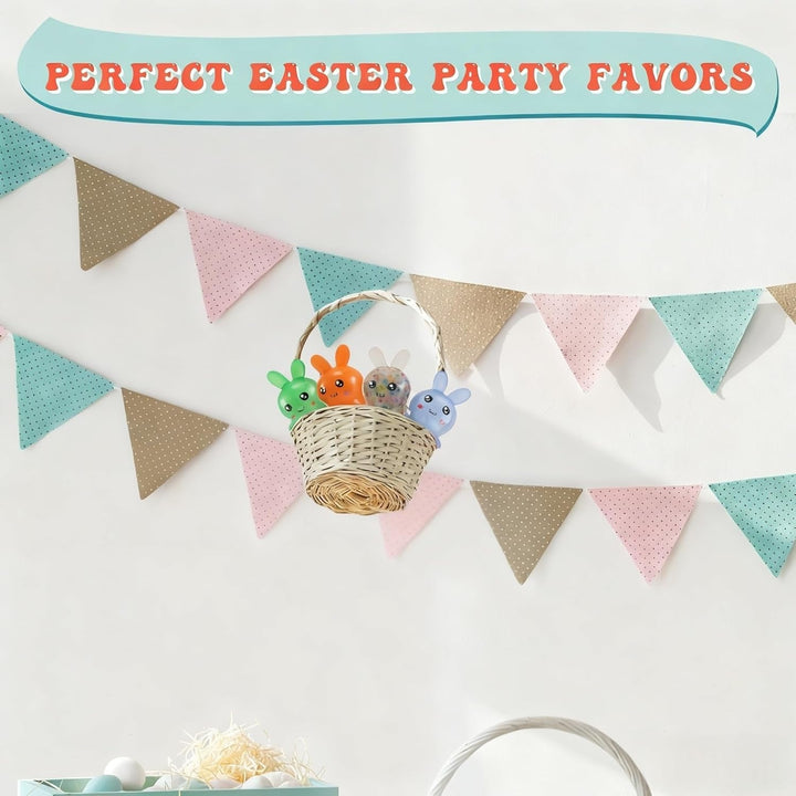 Easter Basket Stuffers, 4 Pack Squishy Easter Bunny Stress Balls for Adults, Easter Gifs