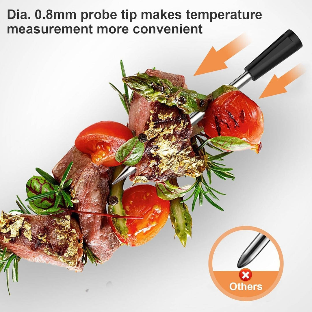 Wireless Meat Thermometer with App Control, Bluetooth 5.2, Long Range, IP68 Waterproof, Probe for BBQ Smoker Grill Oven