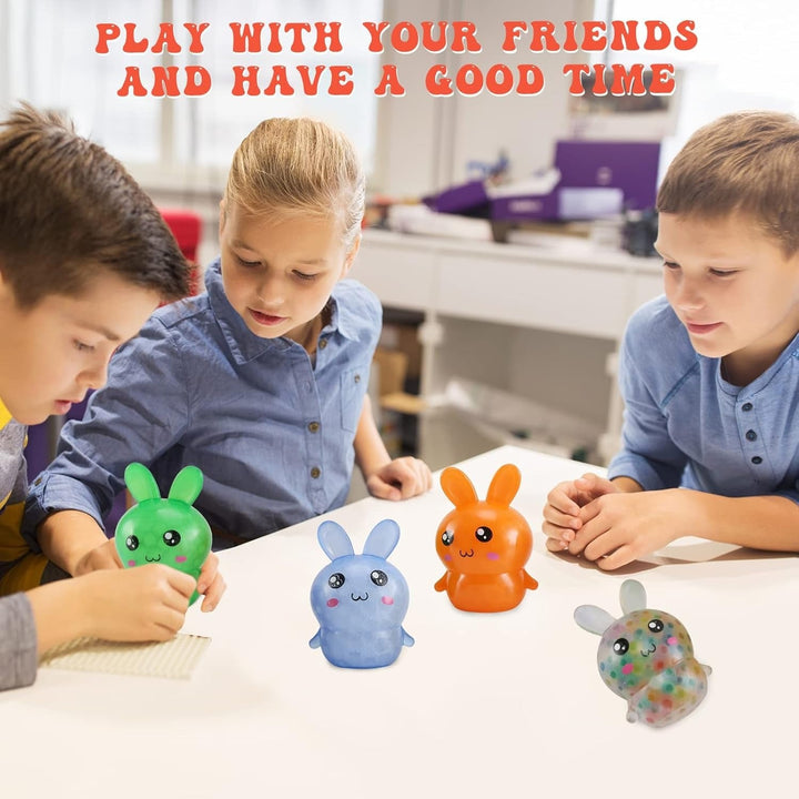 Easter Basket Stuffers, 4 Pack Squishy Easter Bunny Stress Balls for Adults, Easter Gifs