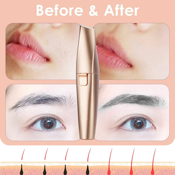 Womens Painless Facial Hair Remover and Eyebrow Shaver, Epilator for Face with Built in LED Light