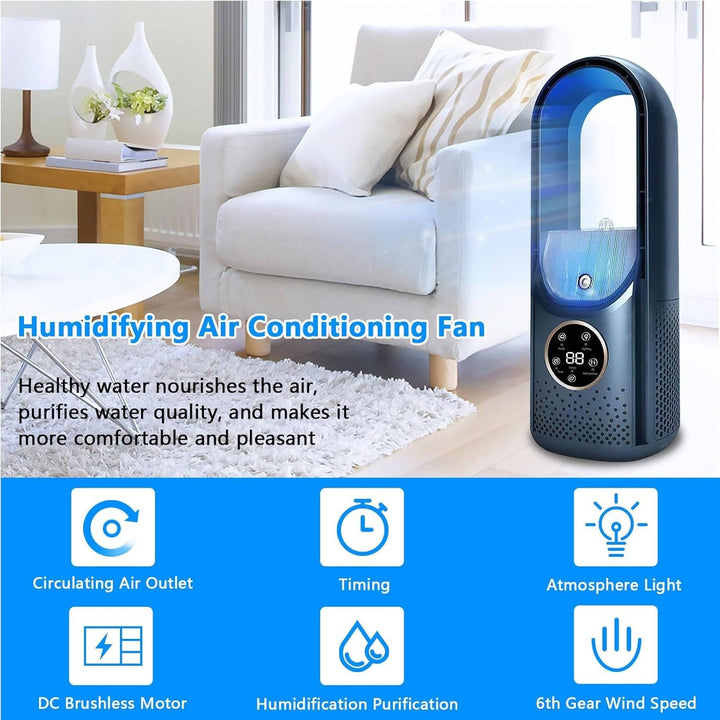 Portable AC Air Conditioner Cooler Fan with Humidifier and Purifier, DC Brushless Motor, Smart Timer