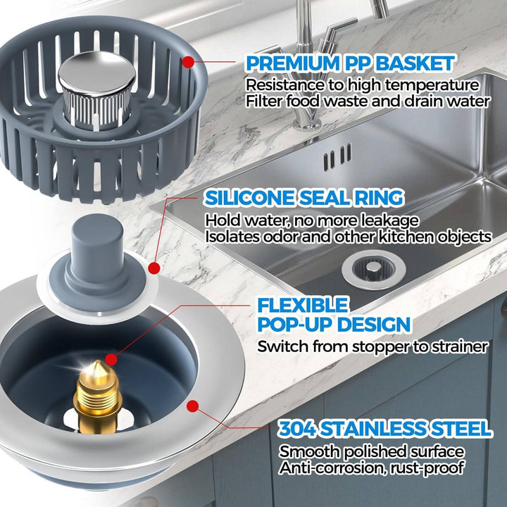 Sink Drain Strainer with Anti Clogging Basket