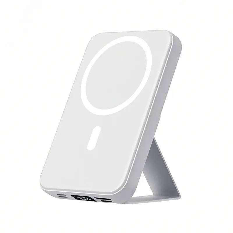 Magnetic Power Bank 10000mAh, Wireless Portable Charger with USB C Cable, LED Display and Foldable Stand for iPhone 17/16/15/14/13/12 Series