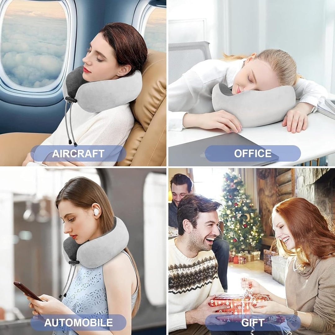 Ergonomic Travel Neck Pillow with Massager, Neck Massger for Deep Relaxation and Comfort