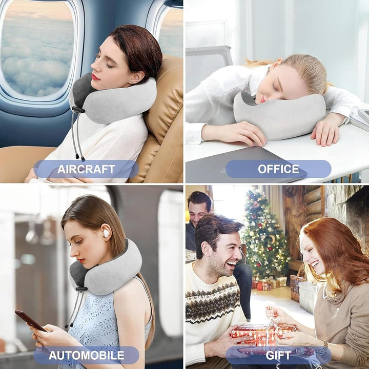Ergonomic Travel Neck Pillow with Massager, Neck Massger for Deep Relaxation and Comfort