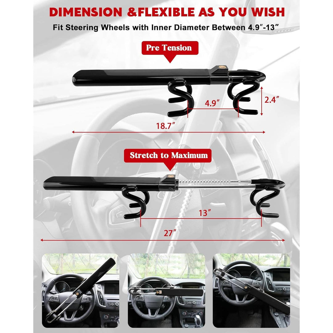 Anti Theft Device for Car, Steering Wheel Car Lock with 3 Keys