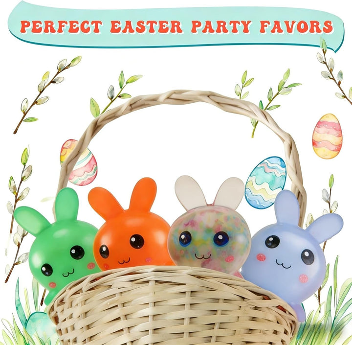 Easter Basket Stuffers, 4 Pack Squishy Easter Bunny Stress Balls for Adults, Easter Gifs