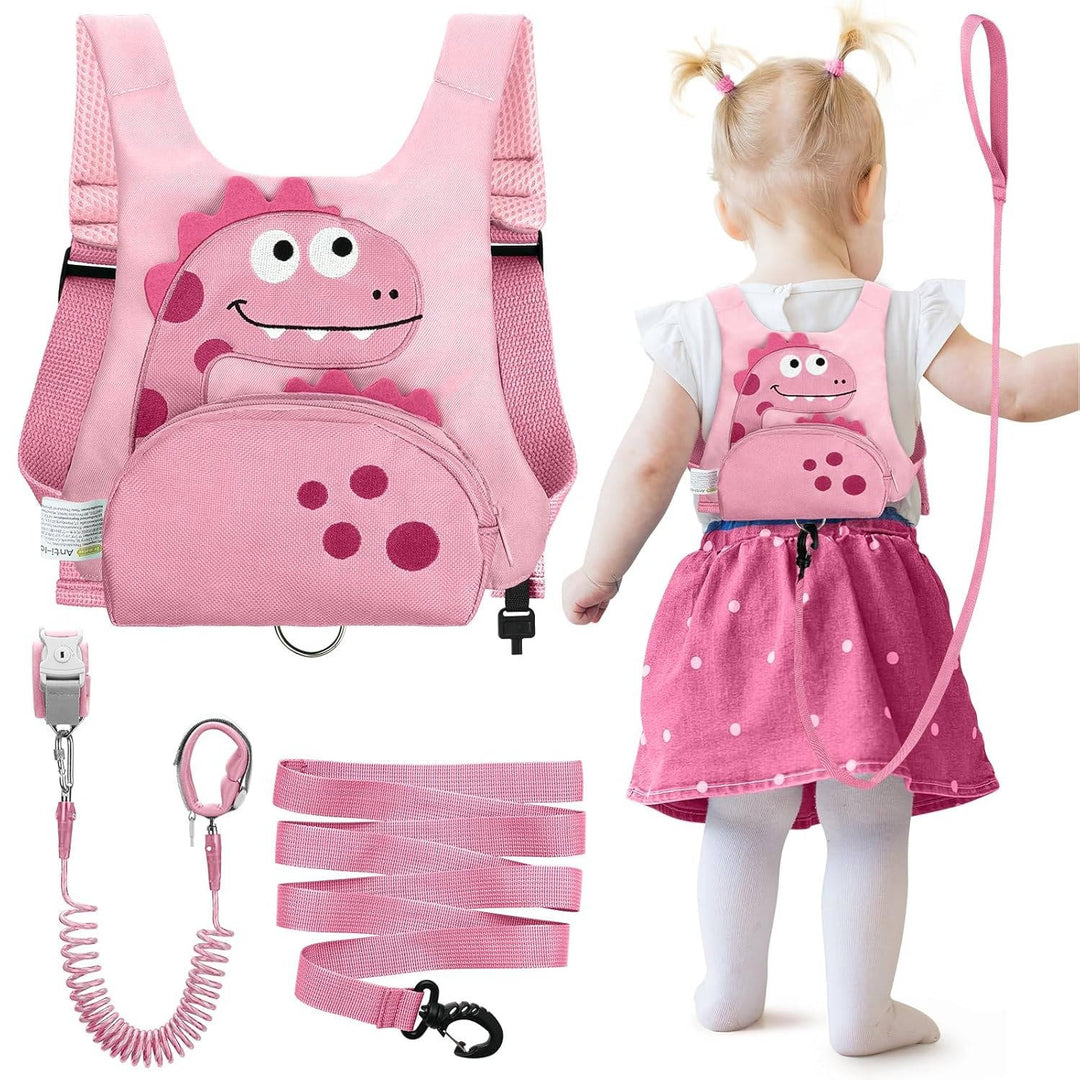 3 In 1 Toddler Harness Leash, Dinosaur Kids Safety Harness with 8.2ft Anti Lost Wrist Link and Key Lock