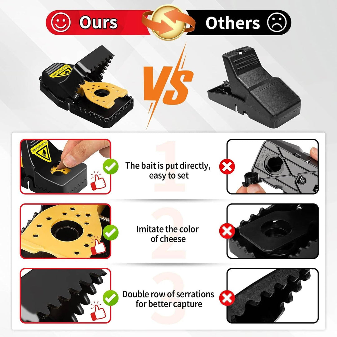 Upgraded Snap Mouse Trap (4 Pack), Powerful Rat Deterrent with High Sensitivity Trigger, Safe No Touch Disposal for Home and Kitchen