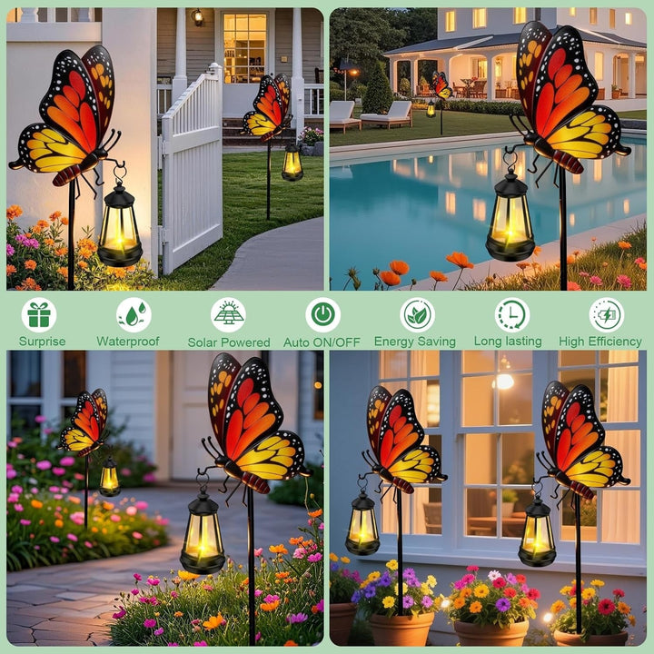 Solar Butterfly Garden Stakes, Waterproof Outdoor Garden Decor Lights for Yard, Patio, Porch and Lawn