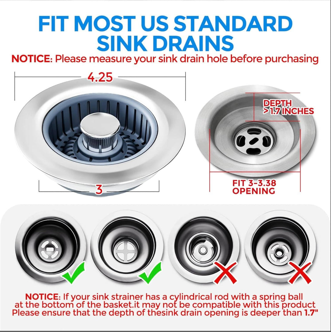 Sink Drain Strainer with Anti Clogging Basket