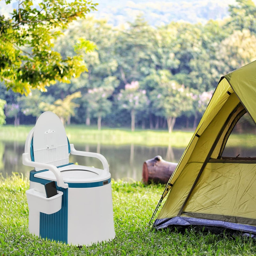 Portable Commode Chair for Indoor and Outdoor Use, Foldable Travel Toilet