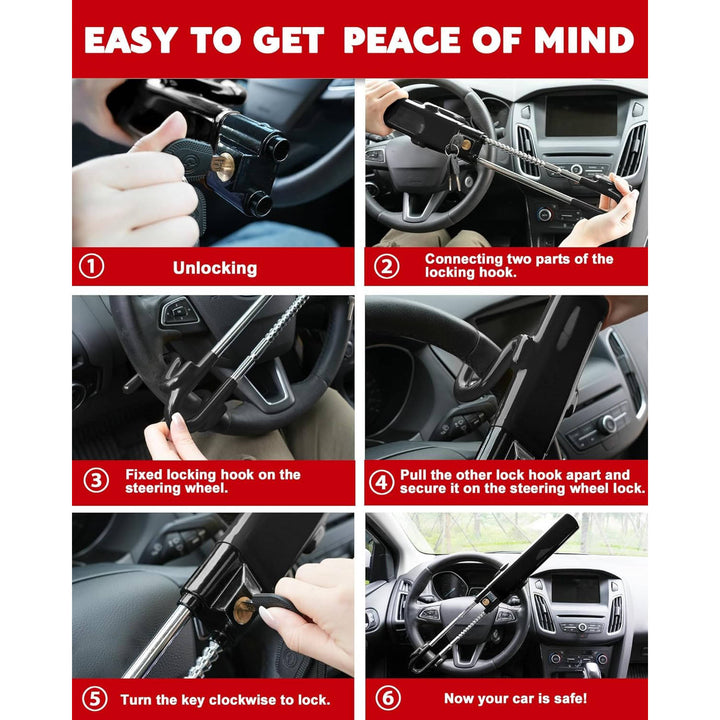 Anti Theft Device for Car, Steering Wheel Car Lock with 3 Keys