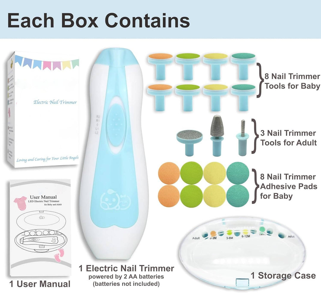 21 in 1 Baby Nail Trimmer for Newborns and Toddlers, Safe Electric Baby Nail File Kit