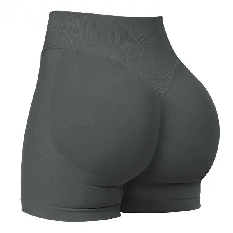 High Waist Seamless Lifting Shorts, Tummy Control Side Ribbed Activewear, Squat Proof Butt Lift Workout Biker Shorts