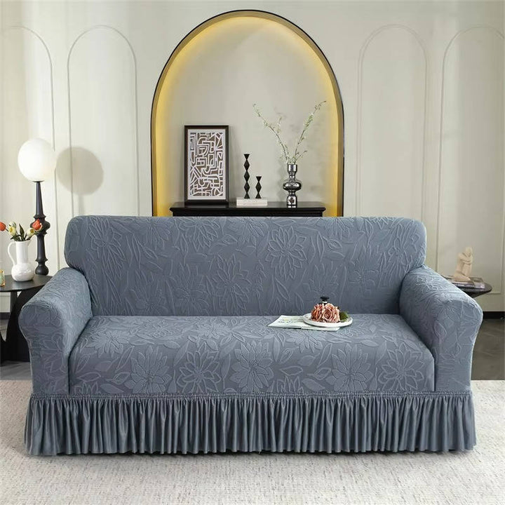 Sunflower Elastic Sofa Cover, Jacquard Couch Protector with Skirt Edge, Dustproof