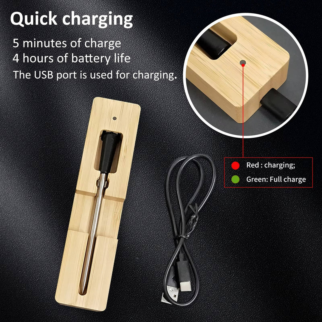 Wireless Meat Thermometer with App Control, Bluetooth 5.2, Long Range, IP68 Waterproof, Probe for BBQ Smoker Grill Oven