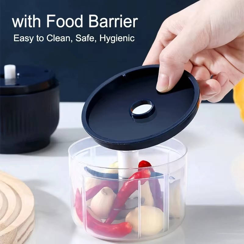 Electric Garlic Chopper, 300ML Portable Food Processor with 4 Sharp Blades, Cordless Vegetable Onion Meat Grinder