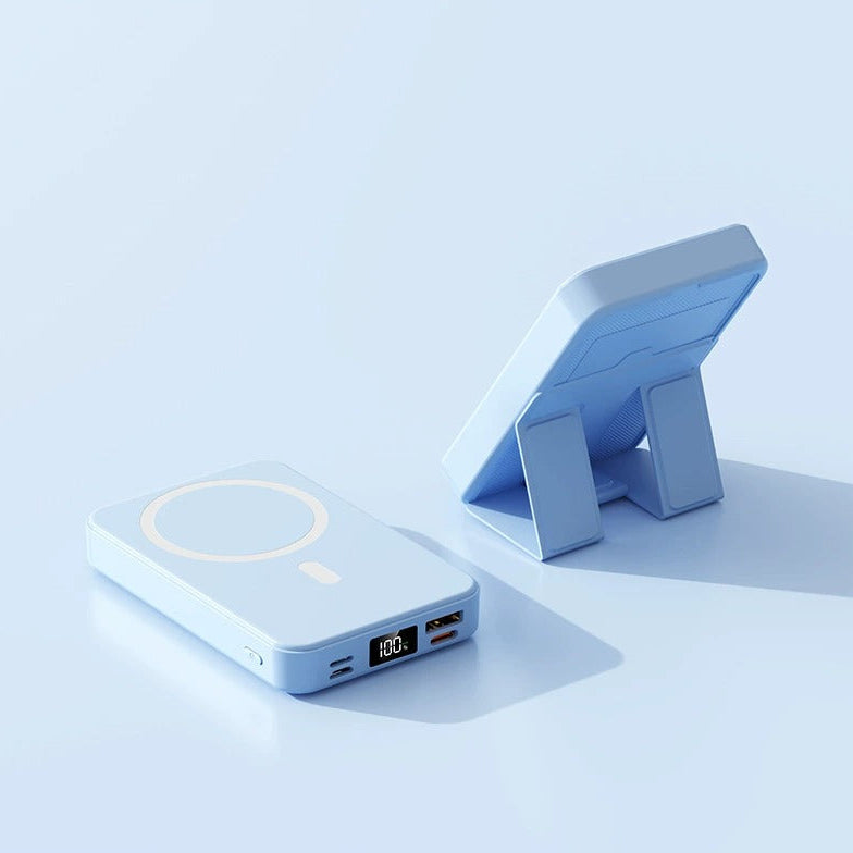 Magnetic Power Bank 10000mAh, Wireless Portable Charger with USB C Cable, LED Display and Foldable Stand for iPhone 17/16/15/14/13/12 Series