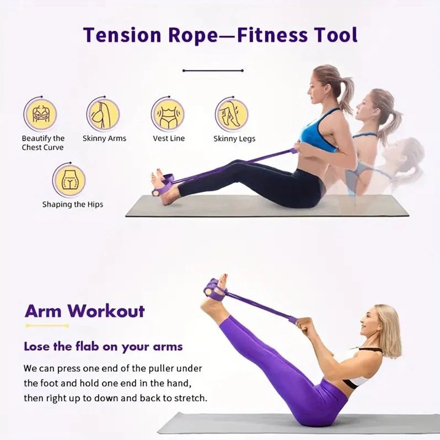Adjustable Pedal Resistance Band, Pull Rope Exercise Equipment, Detachable Handles, Home Gym