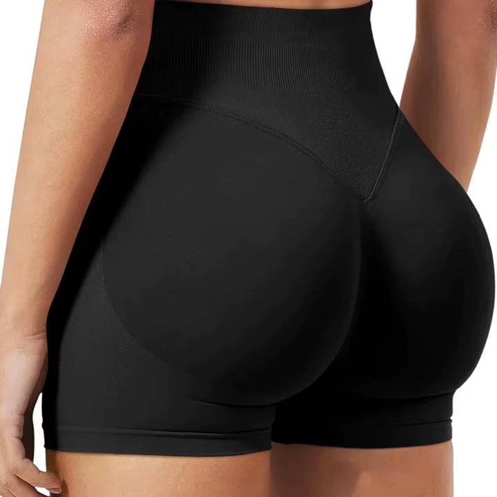 High Waist Seamless Lifting Shorts, Tummy Control Side Ribbed Activewear, Squat Proof Butt Lift Workout Biker Shorts