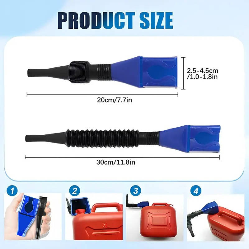 Hands Free Wide Mouth Oil Funnel, Spill Free Fuel Funnel with Flexible Extended Hose for Cars, Trucks and Motorcycles