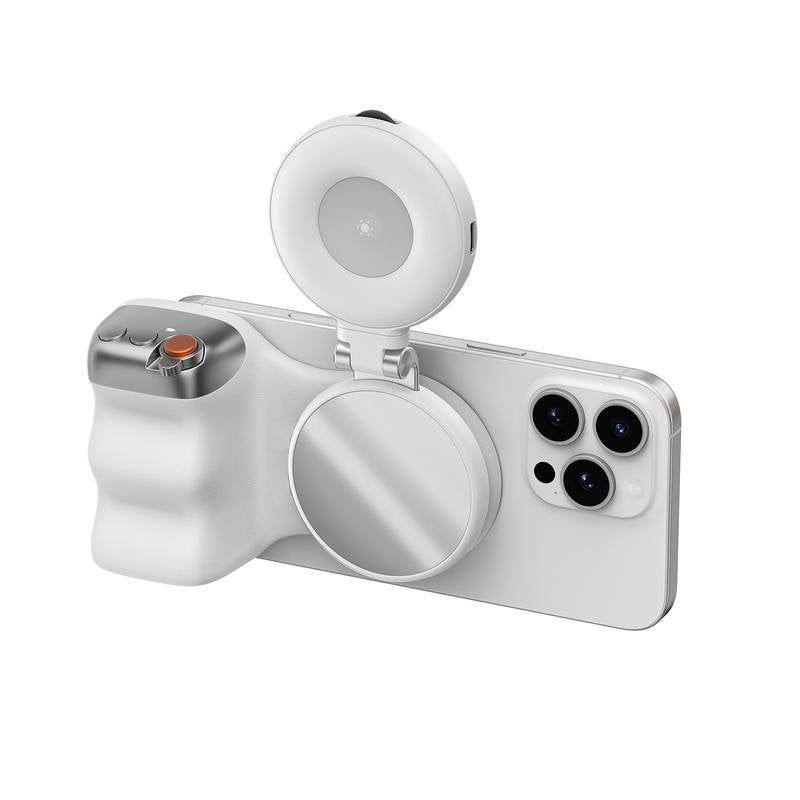 Phone Camera Grip Magnetic with Bluetooth Shutter, DSLR Style Handle, Quarter Inch Tripod Mount, Iphone Android, Vlogging