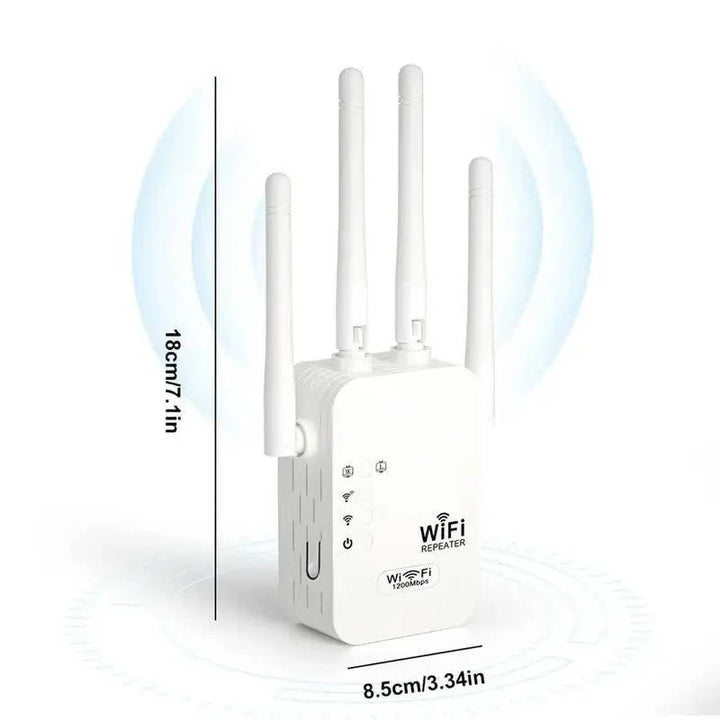 Wifi Extender Signal Booster, 300Mbps and 1200Mbps Dual Band Repeater with Ethernet Port, 4 Antennas for Whole Home Coverage