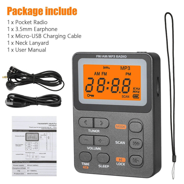 Pocket AM FM Radio with Best Reception, Battery Operated Portable Radio for Home, Travel and Emergency Use