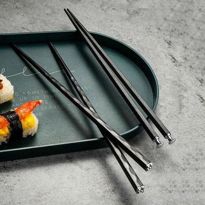 5 Pair Non Slip Reusable Japanese Alloy Chopsticks, 9.5 Inch