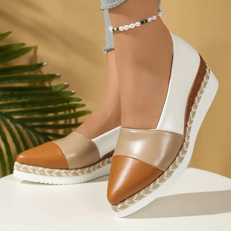 Womens Wedge Sandals with Padded Footbed and Metallic Upper, Lightweight Stable Sole