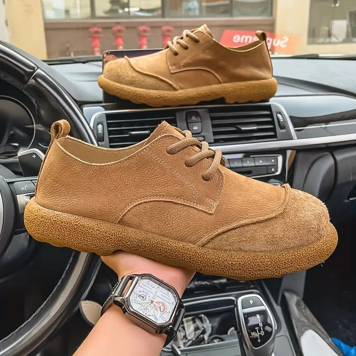 Mens Orthopaedic Leather Shoes with Cushioned Insole and Shock-Absorbing Sole, Handcrafted