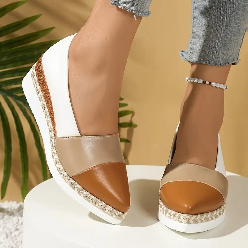 Womens Wedge Sandals with Padded Footbed and Metallic Upper, Lightweight Stable Sole